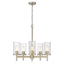  7011-5 WG-CLR - Winslett 5-Light Chandelier in White Gold with Ribbed Clear Glass Shades